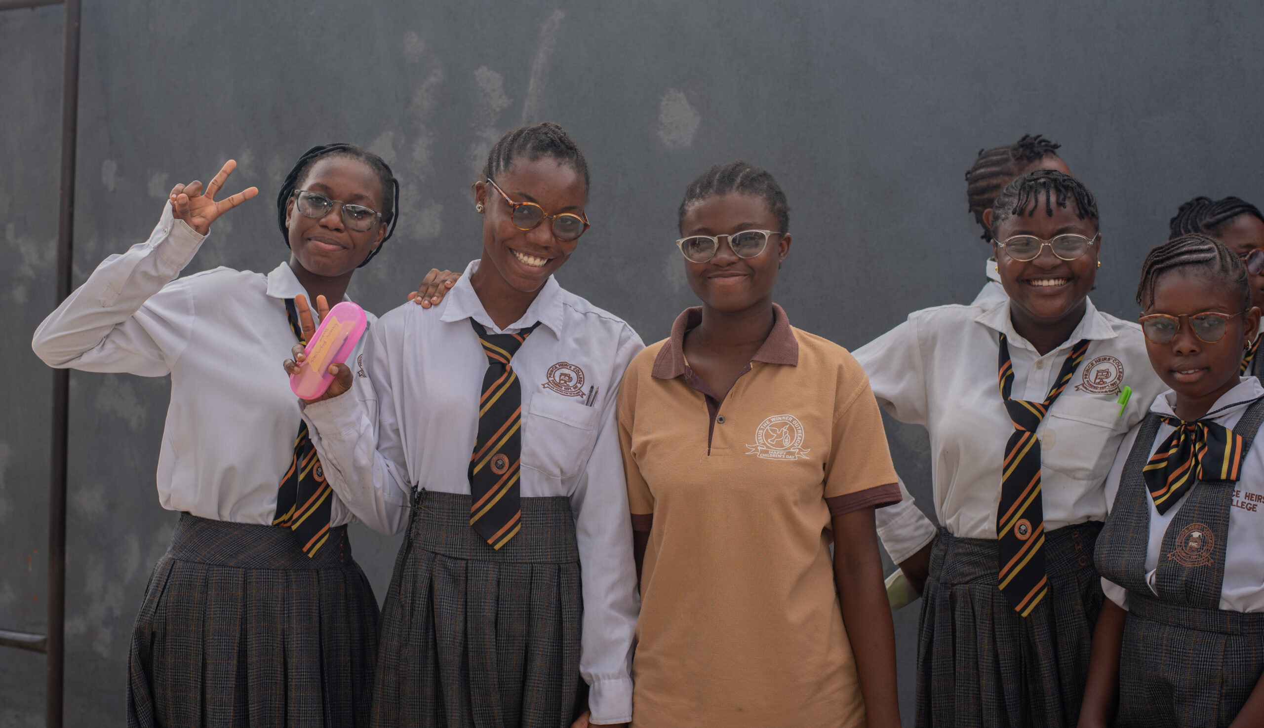 A group od young students with their new glasses