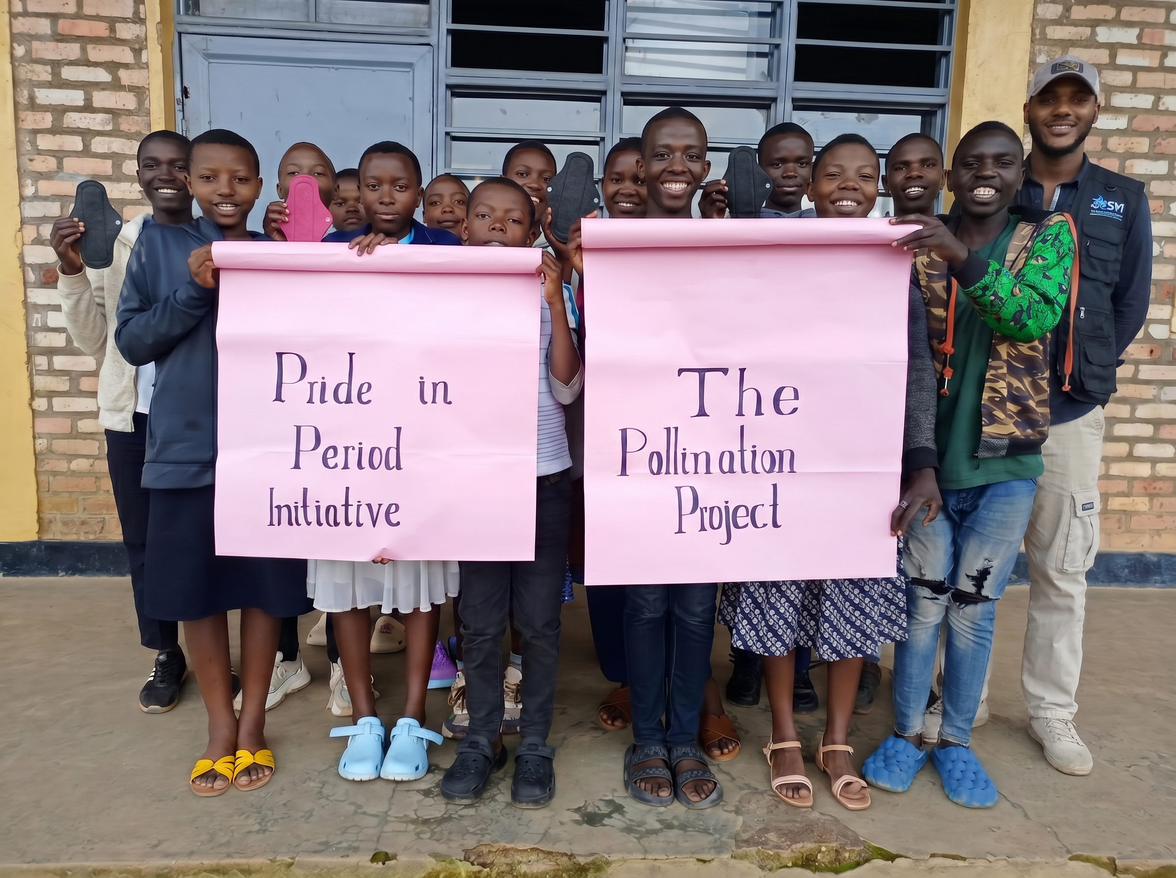 School children holding signs