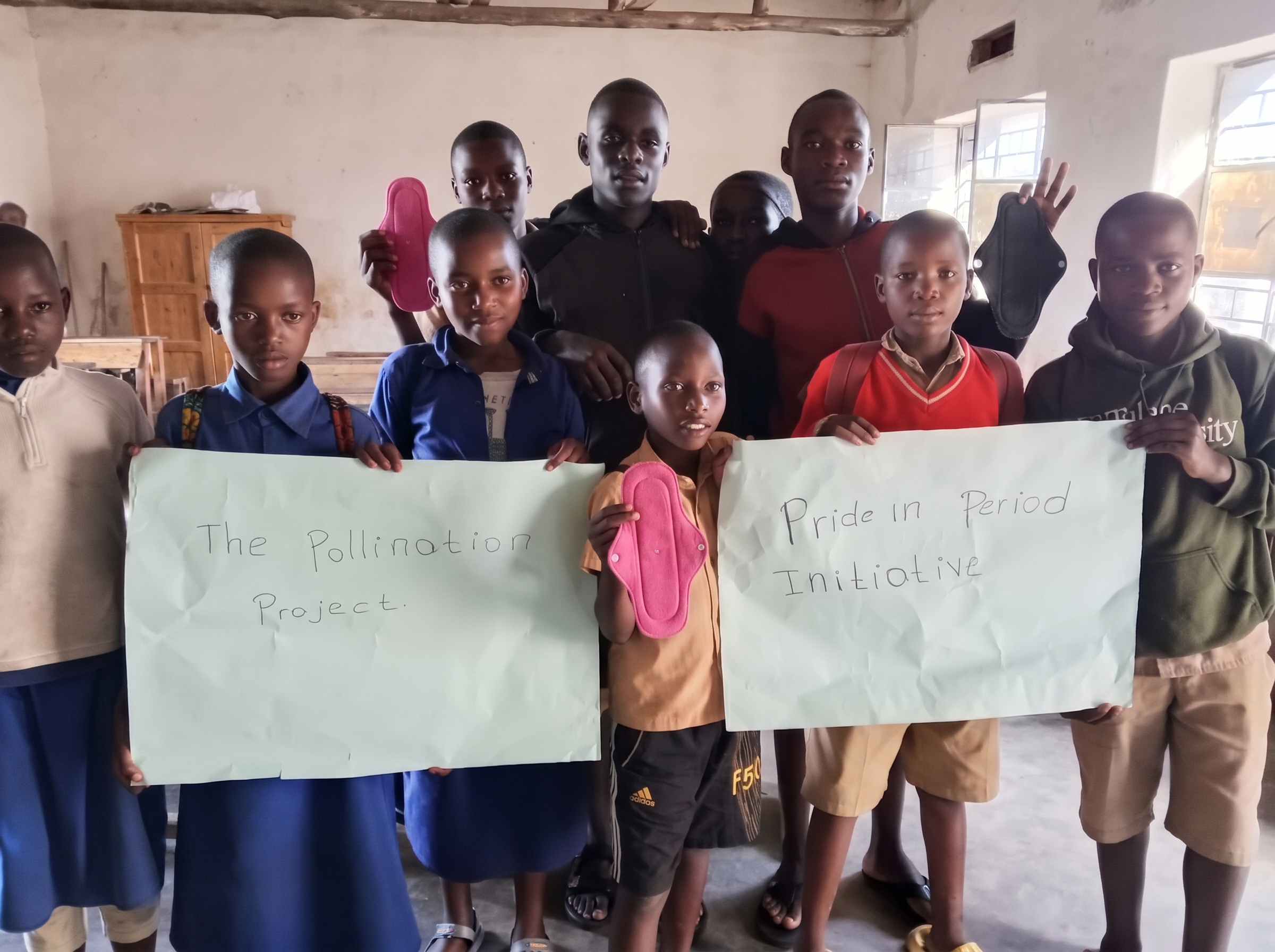 School children holding signs