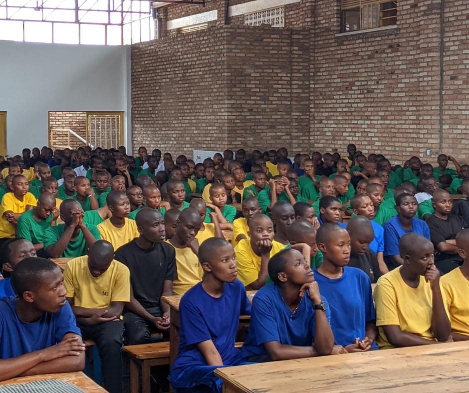 Many students in a classroom in Rwanda