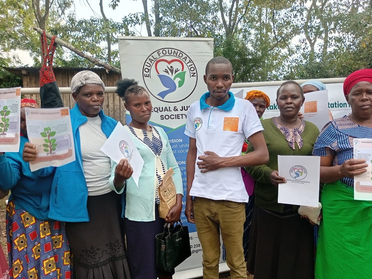 Group training session School children holding signs